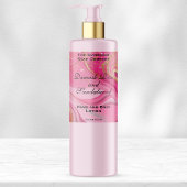 Pink Marble & Gold Glitter Cosmetics Bottle Label Rechteckiger Aufkleber