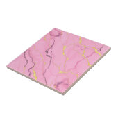 Pink Marble Gold Veins Pattern Fliese (Seite)