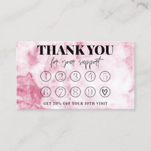 Pink Marble Makeup Hair dank Loyalty Card Visitenkarte