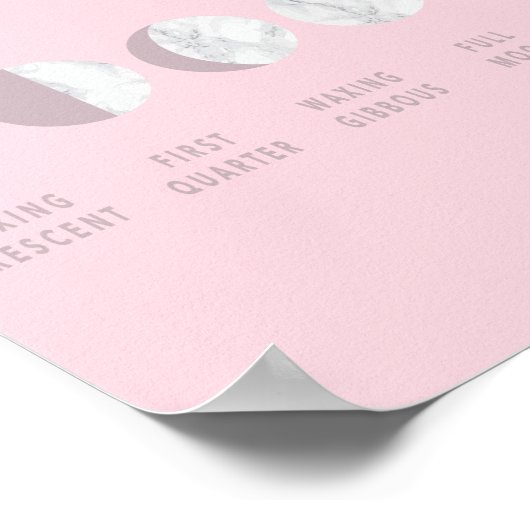 Pink Marble Moon Phases Poster (Ecke)