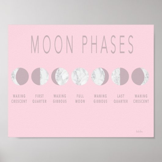 Pink Marble Moon Phases Poster (Vorne)