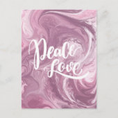 Pink Marble Peace Liebe Postcard Designer Postkarte (Vorderseite)