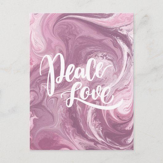 Pink Marble Peace Liebe Postcard Designer Postkarte (Vorderseite)