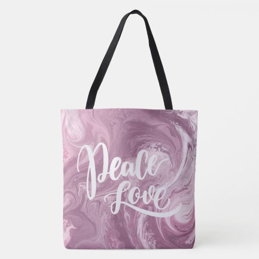 Pink Marble Peace Liebe Tasche (Vorderseite)
