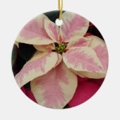 Pink Marble Poinsettia Floral Holiday Keramik Ornament (Vorne)