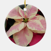 Pink Marble Poinsettia Floral Holiday Keramik Ornament (Hinten)