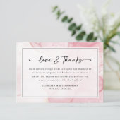 Pink Marble Script Beileid Beerdigung Dankeskarte (Stehend Vorderseite)