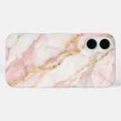 Pink Marble with Gold Veins – Elegant Design Case-Mate iPhone Hülle (Rückseite (Horizontal))
