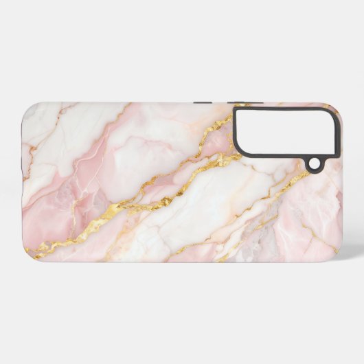 Pink Marble with Gold Veins – Elegant Design Samsung Galaxy Hülle (Rückseite (Horizontal))