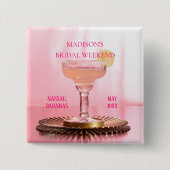 Pink Margarita Bridal/Junggeselinnen-Abschied Gefa Button (Vorderseite)
