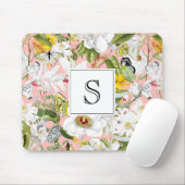 Pink Mariposa Vintage Mit Monogramm Maus Pad Mousepad (Mit Mouse)