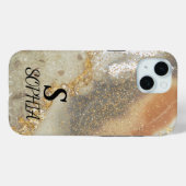 Pink Marmor Chic Gold Glitter Monogramm Case-Mate iPhone Hülle (Rückseite (Horizontal))