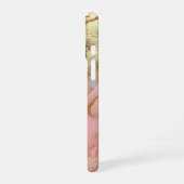 Pink Marmor Chic Gold Glitter Monogramm iPhone 16 Hülle (Linke Seite)