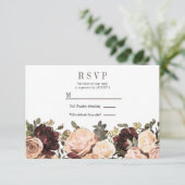 Pink & Maroon Blumengrün Blätter Wedding RSVP Einladung (Stehend Vorderseite)