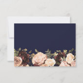 Pink Maroon Blumengrün Navy Blue Wedding RSVP Einladung (Rückseite)