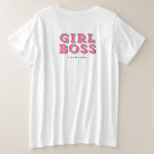 Pink Marquee Typografy Girl Boss Statement Große Größe T-Shirt (Design Rückseite)