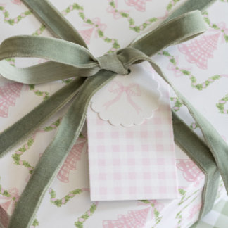 Pink Marshmallow Gingham Gift Tags Geschenkanhänger