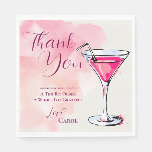 Pink Martini A Tini Bit Older Birthday Party Paper Serviette (Vorderseite)