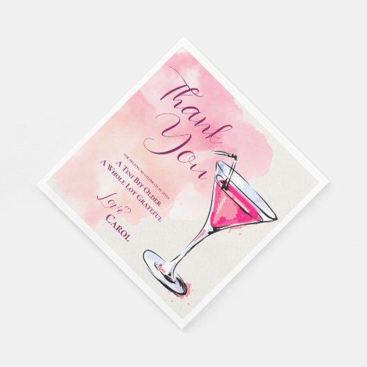 Pink Martini A Tini Bit Older Birthday Party Paper Serviette (Ecke)
