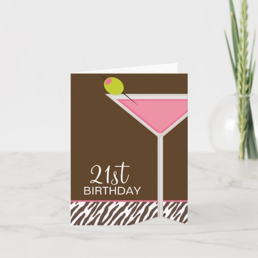Pink Martini and Zebra Pattern Karte (Vorderseite)