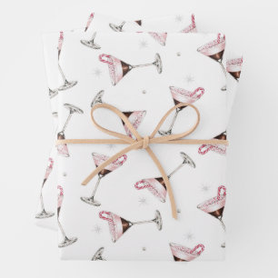 Pink Martini Cocktail Muster Festive Feiertage Geschenkpapier Set