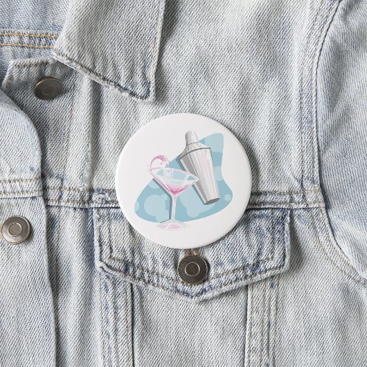 Pink Martini Cocktail und silberner Shaker Button