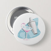 Pink Martini Cocktail und silberner Shaker Button (Vorne & Hinten)