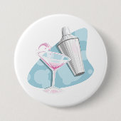Pink Martini Cocktail und silberner Shaker Button (Vorderseite)