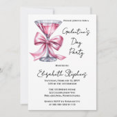 Pink Martini Coquette Bow Galantine's Day Party Einladung (Vorderseite)