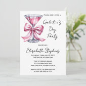 Pink Martini Coquette Bow Galantine's Day Party Einladung (Stehend Vorderseite)