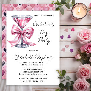 Pink Martini Coquette Bow Galantines-Tag-Party Einladung