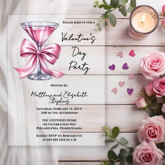 Pink Martini Coquette Bow Valantine's Day Party Acryleinladungen