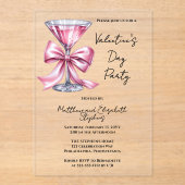 Pink Martini Coquette Bow Valantine's Day Party Acryleinladungen (Vorderseite)