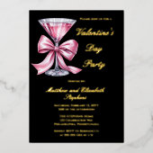 Pink Martini Coquette Bow Valantine's Day Party Folieneinladung (Vorderseite)