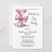 Pink Martini Coquette Bow Valentinstag Party Einladung (Vorderseite)