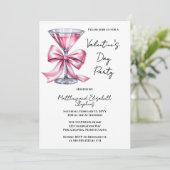 Pink Martini Coquette Bow Valentinstag Party Einladung (Stehend Vorderseite)