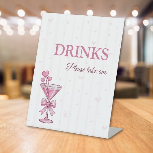 Pink Martini Drinks Table Sign A Tiny Bit Engaged  Sockelschild