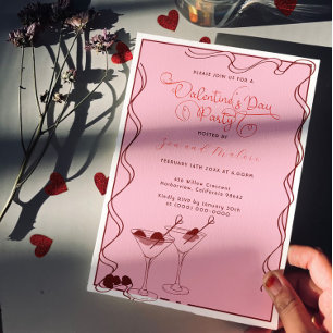 Pink Martini Gläser – Valentinstag Party  Einladung