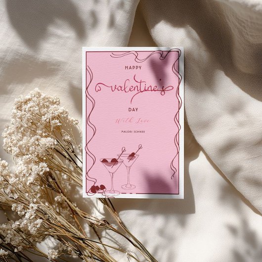 Pink Martini Gläser – Valentinstagparty  Feiertagskarte