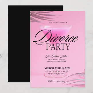Pink Martini Glass Divorce Party Einladung
