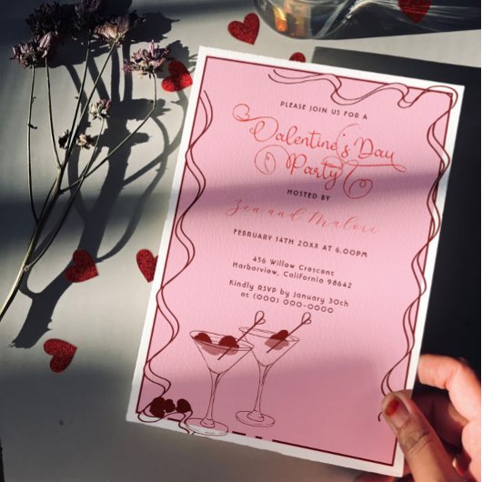 Pink Martini Glasse – Valentine’s Day Party Einladung