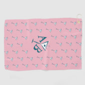 Pink Martini Monogram Golfhandtuch (Horizontal)