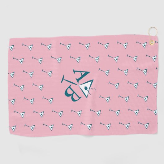 Pink Martini Monogram Golfhandtuch (Horizontal)