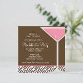 Pink Martini und braunes Zebramuster Einladung (Stehend Vorderseite)