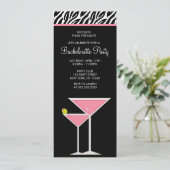 Pink Martini und Zebra Muster Einladung (Stehend Vorderseite)