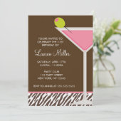 Pink Martini und Zebra Muster Einladung (Stehend Vorderseite)