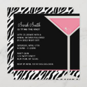 Pink Martini und Zebra Muster Einladung (Vorne/Hinten)