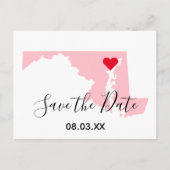 Pink Maryland Red Heart Save the Date Ankündigungspostkarte (Vorderseite)