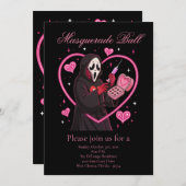 Pink-Maske Halloween-Party Einladung (Vorne/Hinten)