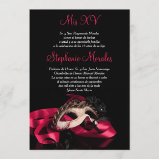 Pink-Maskerade Quinceanera Einladung